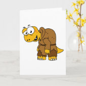 Ein Cartoon Dinosaurier Hunchback. Karte (Gelbe Blume)