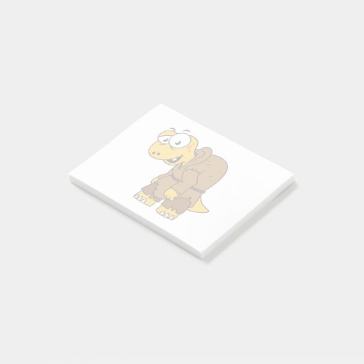 Ein Cartoon Dinosaurier Hunchback. Post-it Klebezettel (angewinkelt)