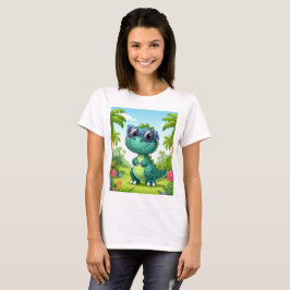 Ein Cartoon-Dinosaurier mit Sonnenbrille T-Shirt