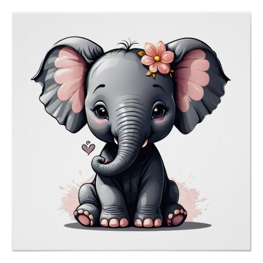Ein Cartoon Elephant auf dem 3 Glossy Poster (Vorderseite)
