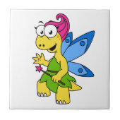 Ein Cartoon Fairysaur Dinosaurier. Fliese (Vorderseite)