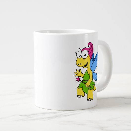 Ein Cartoon Fairysaur Dinosaurier. Jumbo-Tasse (Vorderseite Rechts)