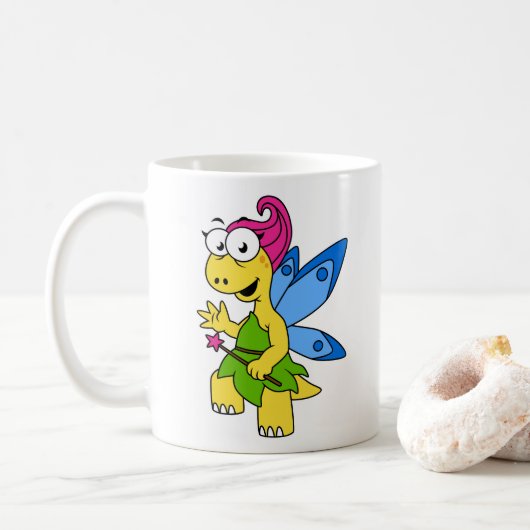 Ein Cartoon Fairysaur Dinosaurier. Kaffeetasse (Mit Donut)
