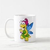 Ein Cartoon Fairysaur Dinosaurier. Kaffeetasse (Links)