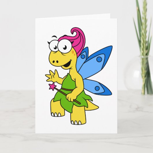 Ein Cartoon Fairysaur Dinosaurier. Karte (Vorderseite)