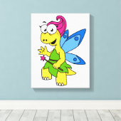 Ein Cartoon Fairysaur Dinosaurier. Leinwanddruck (Insitu (Holzboden))