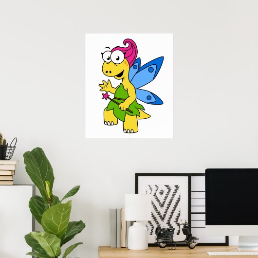 Ein Cartoon Fairysaur Dinosaurier. Poster (Heimbüro)