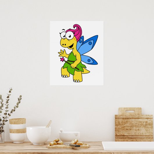 Ein Cartoon Fairysaur Dinosaurier. Poster (Küche)