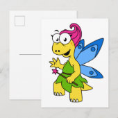 Ein Cartoon Fairysaur Dinosaurier. Postkarte (Vorne/Hinten)