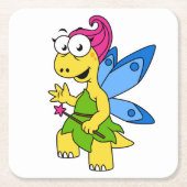 Ein Cartoon Fairysaur Dinosaurier. Rechteckiger Pappuntersetzer (Vorderseite)