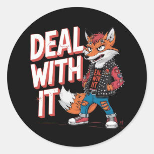 Ein Cartoon-Fuchs im Harajuku-Stil Runder Aufkleber