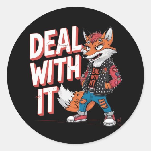 Ein Cartoon-Fuchs im Harajuku-Stil Runder Aufkleber (Vorderseite)