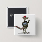 Ein Cartoon Iguanodon Clerk. Button (Vorne & Hinten)