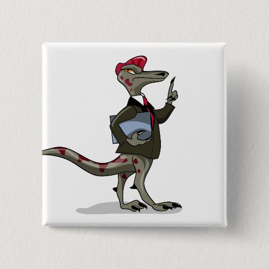 Ein Cartoon Iguanodon Clerk. Button (Vorderseite)