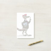 Ein Cartoon Iguanodon Clerk. Post-it Klebezettel (Auf Schreibtisch)