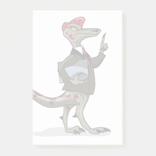 Ein Cartoon Iguanodon Clerk. Post-it Klebezettel (Vorderseite)