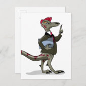Ein Cartoon Iguanodon Clerk. Postkarte (Vorne/Hinten)