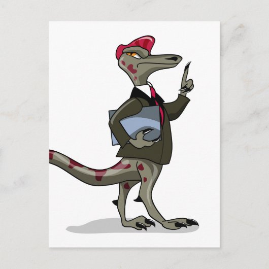 Ein Cartoon Iguanodon Clerk. Postkarte (Vorderseite)