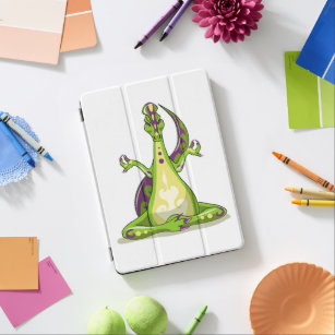 Ein Cartoon Iguanodon Dinosaurier, der Yoga macht. iPad Air Hülle