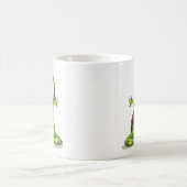 Ein Cartoon Iguanodon Dinosaurier, der Yoga macht. Kaffeetasse (Mittel)