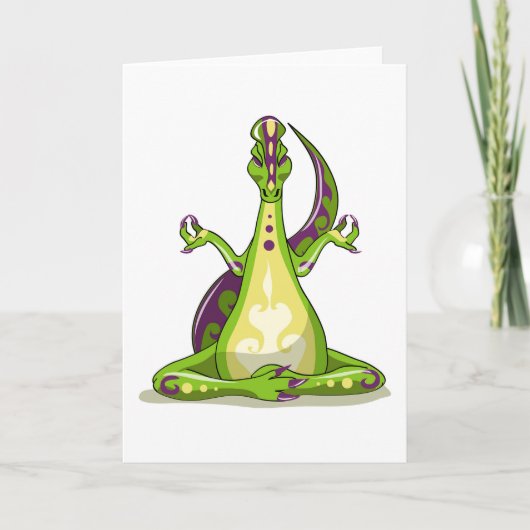 Ein Cartoon Iguanodon Dinosaurier, der Yoga macht. Karte (Vorderseite)