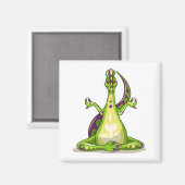 Ein Cartoon Iguanodon Dinosaurier, der Yoga macht. Magnet (Vorderseite/Rückseite)
