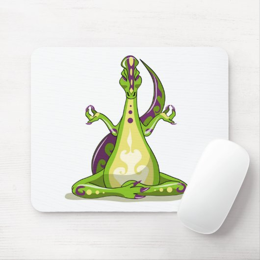 Ein Cartoon Iguanodon Dinosaurier, der Yoga macht. Mousepad (Mit Mouse)