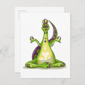 Ein Cartoon Iguanodon Dinosaurier, der Yoga macht. Postkarte (Vorne/Hinten)