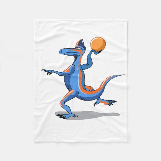 Ein Cartoon Iguanodon spielt Basketball. Fleecedecke (Vorderseite)