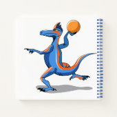 Ein Cartoon Iguanodon spielt Basketball. Notizblock (Rückseite)