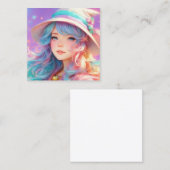 Ein Cartoon mit Hut und Zauberstab Quadratische Visitenkarte (Vorne/Hinten)