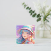 Ein Cartoon mit Hut und Zauberstab Quadratische Visitenkarte (Stehend Vorderseite)