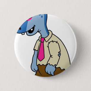 Ein Cartoon Parasaurolophus, der als Zombie verkle Button