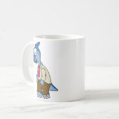Ein Cartoon Parasaurolophus, der als Zombie verkle Kaffeetasse (Vorderseite Links)