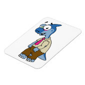 Ein Cartoon Parasaurolophus, der als Zombie verkle Magnet (Linke Seite)