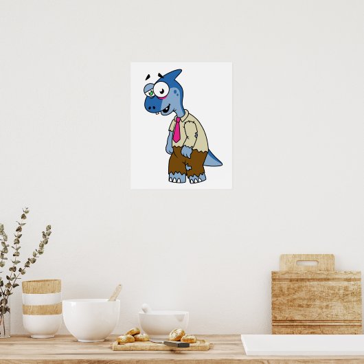 Ein Cartoon Parasaurolophus, der als Zombie verkle Poster (Küche)