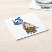 Ein Cartoon Parasaurolophus, der als Zombie verkle Rechteckiger Pappuntersetzer (angewinkelt)