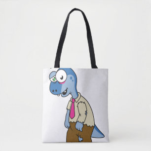 Ein Cartoon Parasaurolophus, der als Zombie verkle Tasche