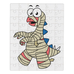 Ein Cartoon Stegosaurus verkleidete sich als Mama. Puzzle