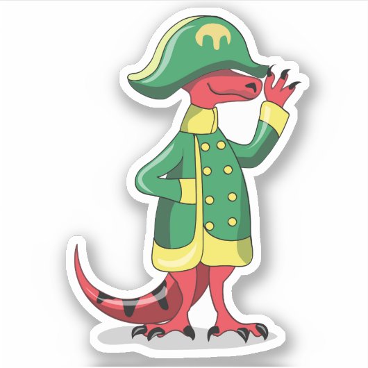 Ein Cartoon Tyrannosaur Rex verkleidet als Napoleo Aufkleber (Vorderseite)