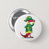 Ein Cartoon Tyrannosaur Rex verkleidet als Napoleo Button (Vorne & Hinten)