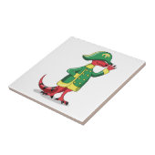 Ein Cartoon Tyrannosaur Rex verkleidet als Napoleo Fliese (Seite)