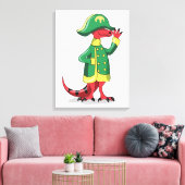 Ein Cartoon Tyrannosaur Rex verkleidet als Napoleo Leinwanddruck (Insitu (Wohnzimmer))