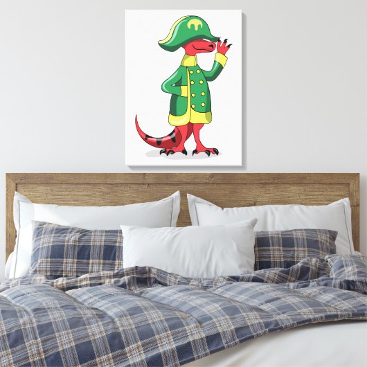 Ein Cartoon Tyrannosaur Rex verkleidet als Napoleo Leinwanddruck (Insitu (Schlafzimmer))