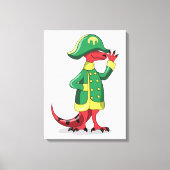 Ein Cartoon Tyrannosaur Rex verkleidet als Napoleo Leinwanddruck (Vorderseite)