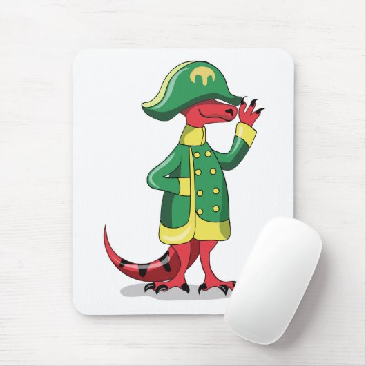 Ein Cartoon Tyrannosaur Rex verkleidet als Napoleo Mousepad (Mit Mouse)