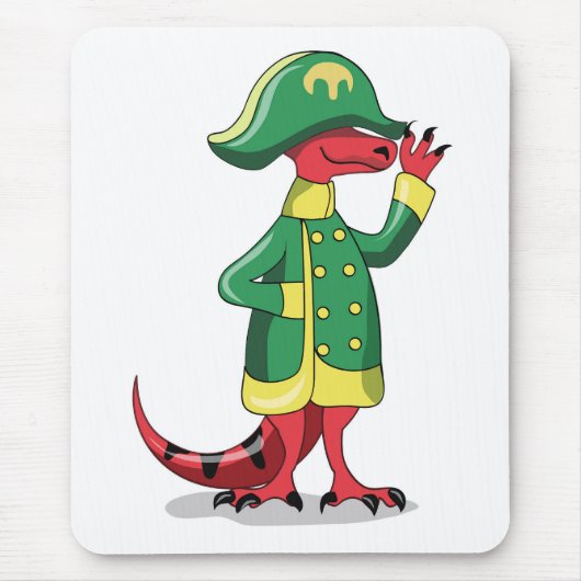 Ein Cartoon Tyrannosaur Rex verkleidet als Napoleo Mousepad (Vorne)