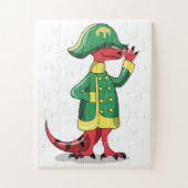 Ein Cartoon Tyrannosaur Rex verkleidet als Napoleo Puzzle (Vertikal)