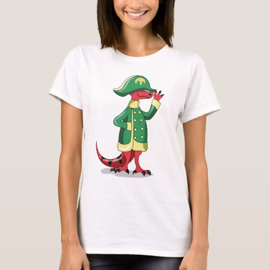 Ein Cartoon Tyrannosaur Rex verkleidet als Napoleo T-Shirt (Vorderseite)