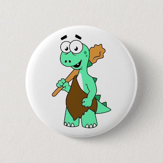 Ein Cartoon Tyrannosaurus Rex Caveman. Button (Vorderseite)